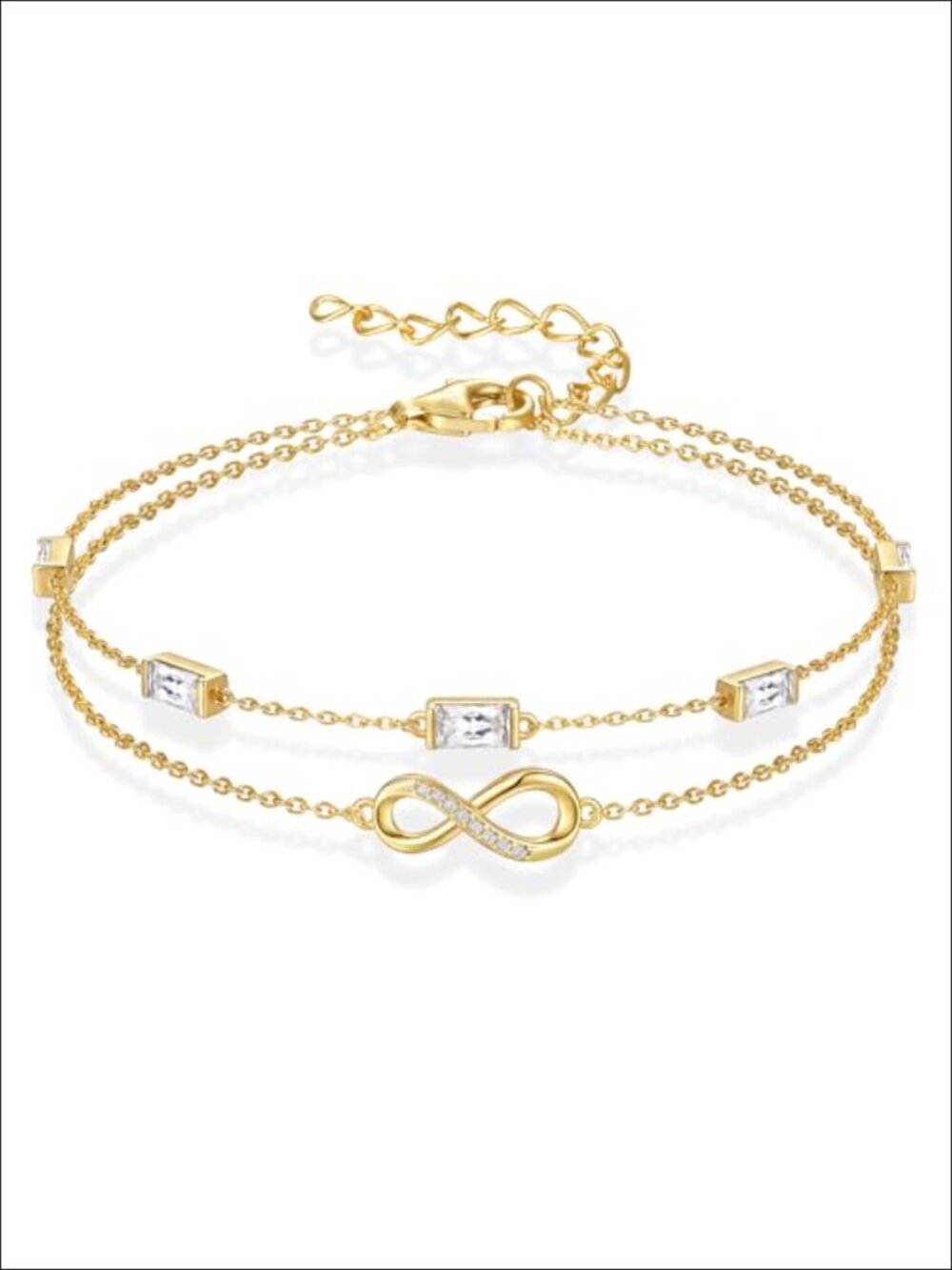 18k Gold Plated 925 Sterling Silver Infinity Charm Bracelet
